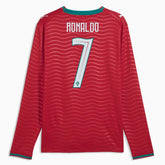2026 Portugal Men's Stadium Home Ronaldo #7 Long-Sleeve Soccer Je Club Red-Green Lagoon - Puma