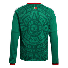 2026 Mexico Youth Stadium Home Long-Sleeve Soccer Jersey Bold Green - Adidas