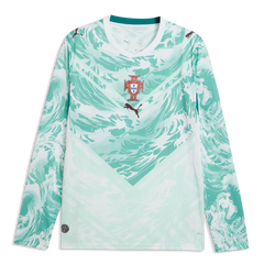 2026-27 Portugal Men's Stadium Away Long-Sleeve Soccer Jersey Puma White-Green Lagoon - Puma
