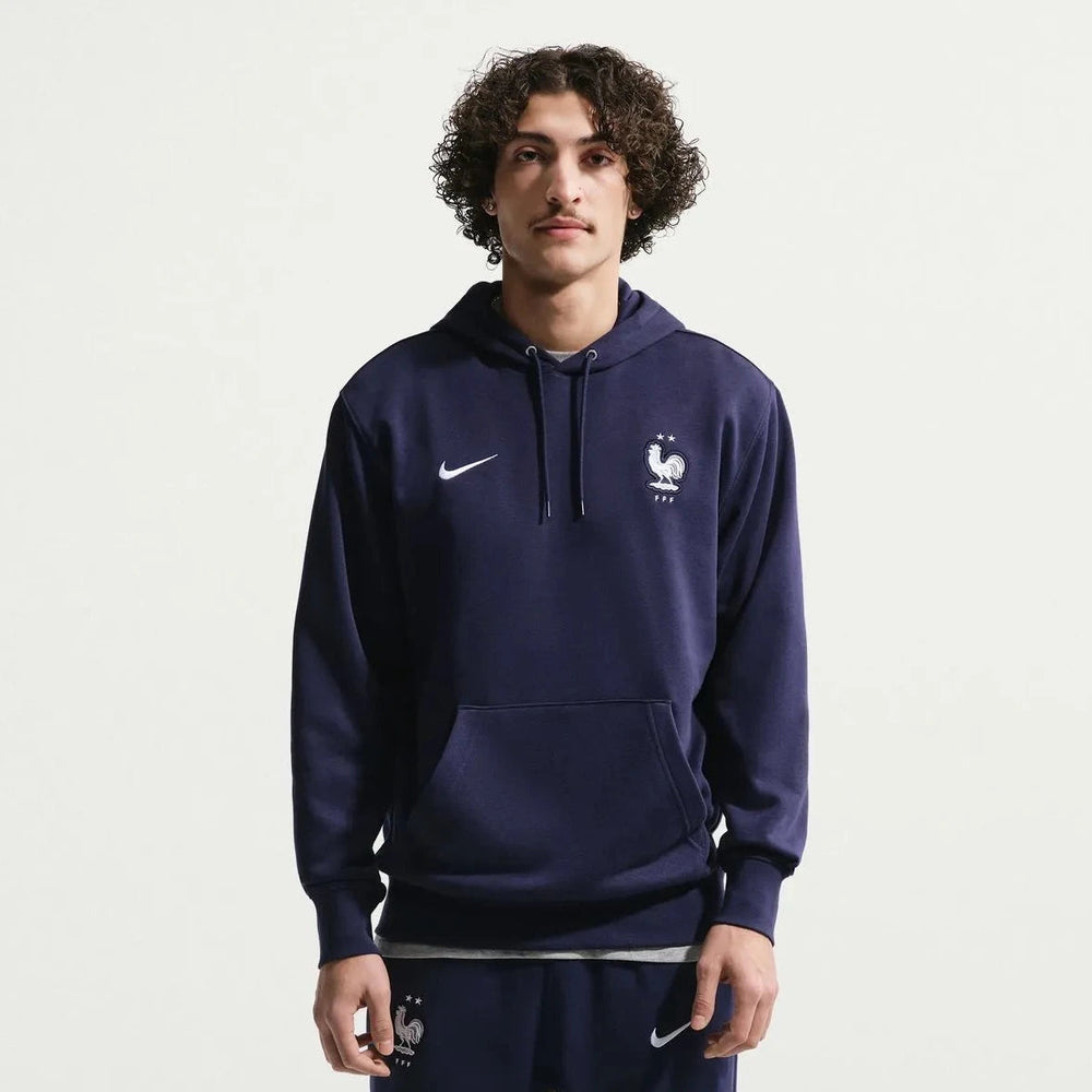 2026-27 France Men's Club French Terry Pullover Hoodie Blackened Blue/White - Nike