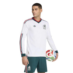 2026 Mexico Men's Authentic Away Long-Sleeve Soccer Jersey White - Adidas
