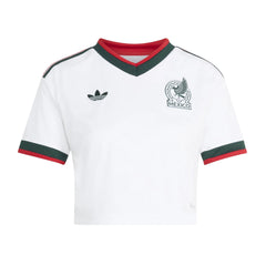 2026 Mexico Women's Stadium Away Cropped Soccer Jersey White - Adidas