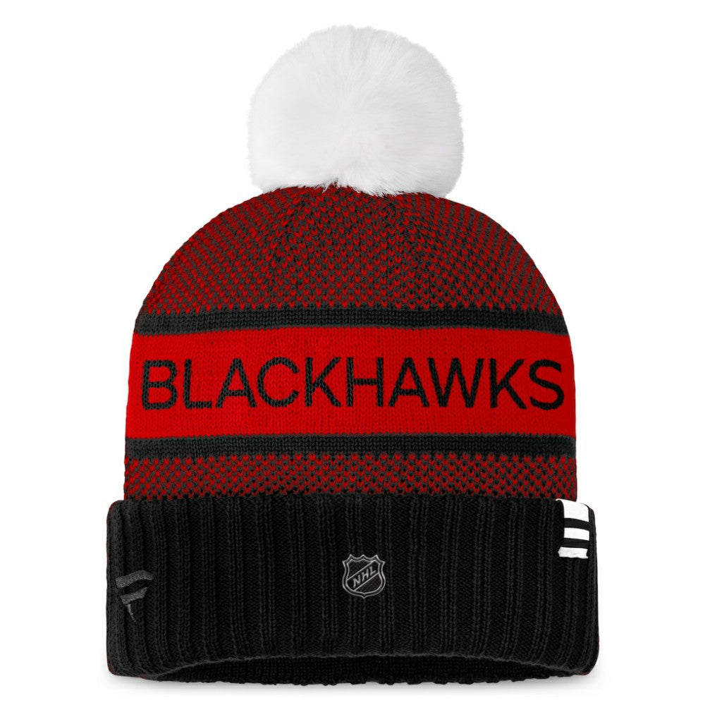 Chicago Blackhawks Fanatics Women's Authentic Pro Rink Cuffed Knit Hat with Pom Outlet