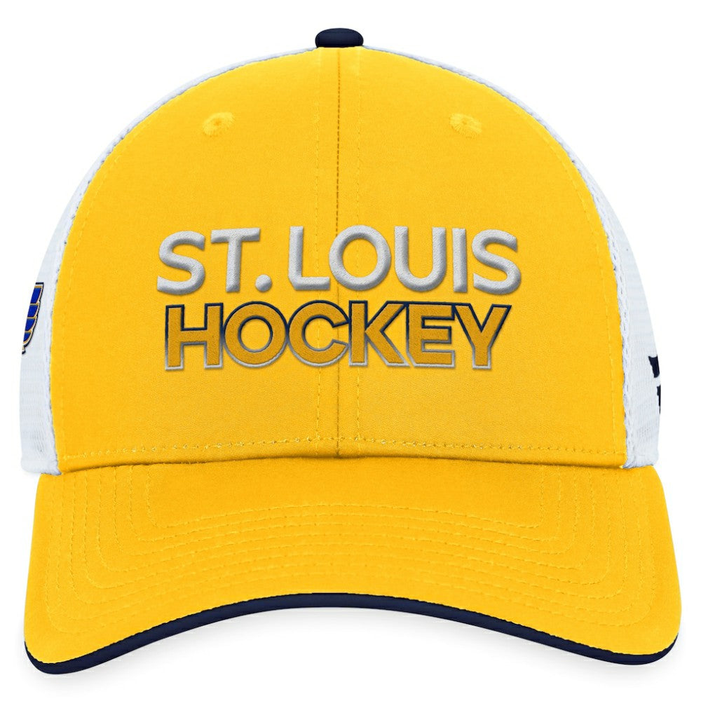 St. Louis Blues Fanatics Authentic Pro Rink Trucker Adjustable Hat Outlet