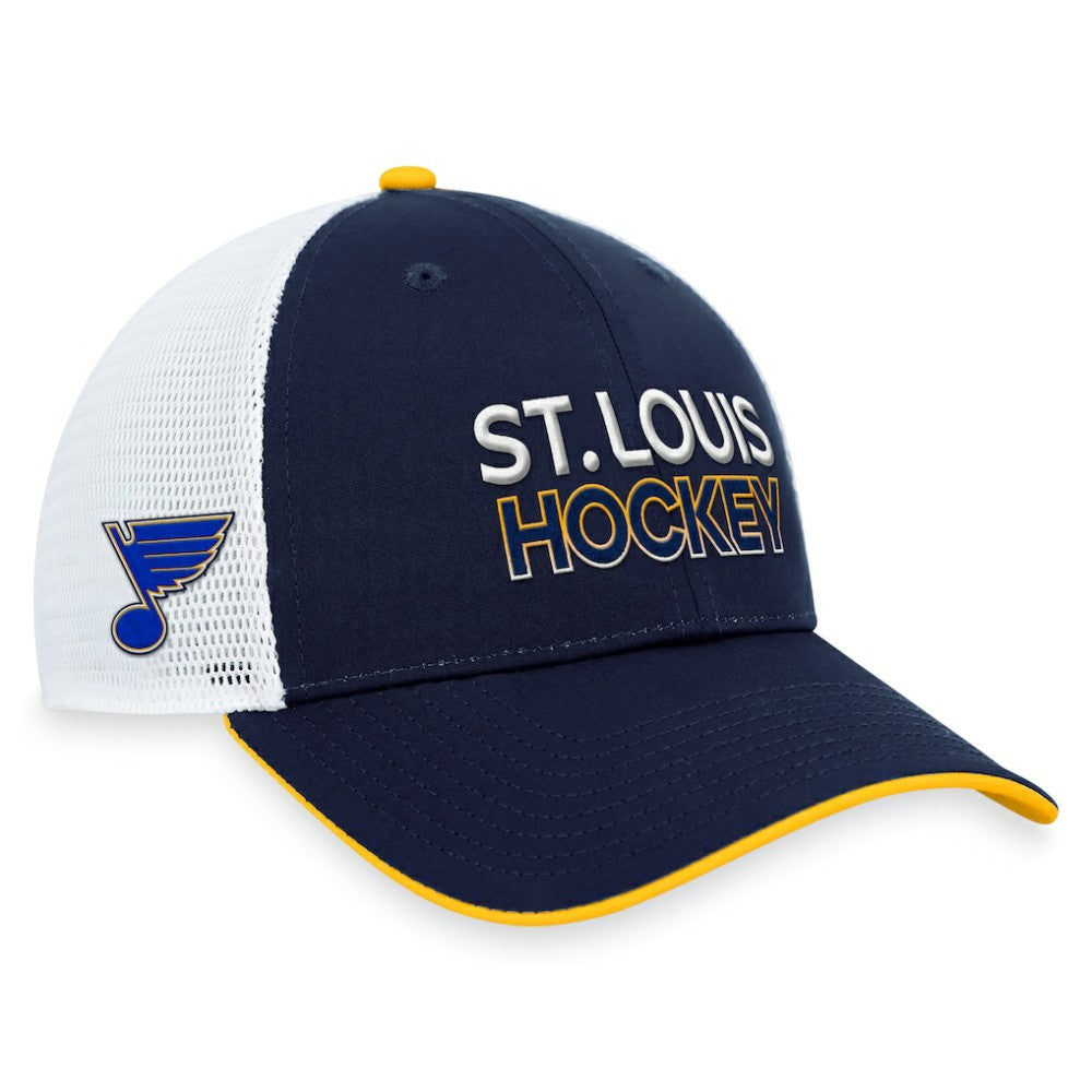 St. Louis Blues Fanatics Authentic Pro Rink Trucker Adjustable Hat Online