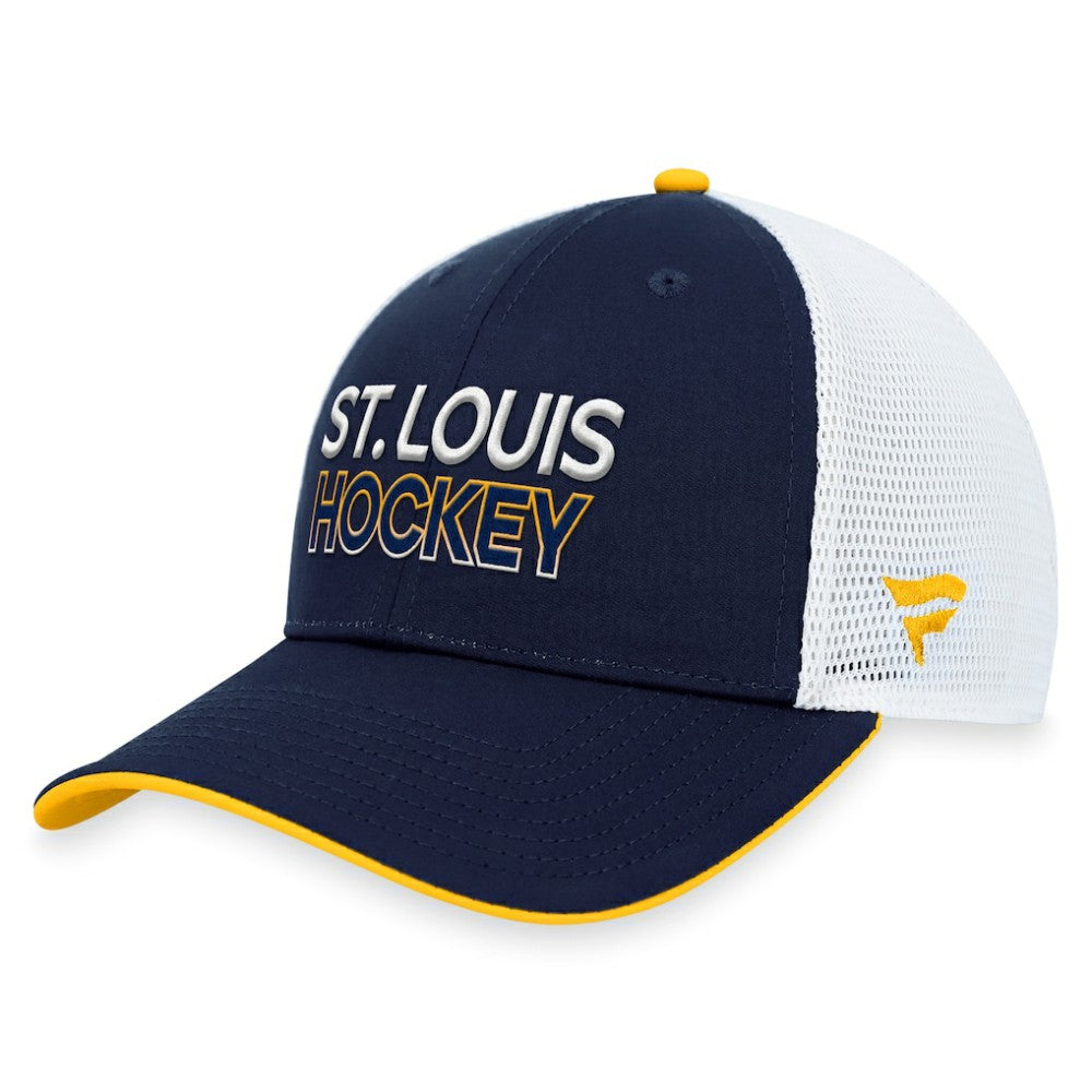 St. Louis Blues Fanatics Authentic Pro Rink Trucker Adjustable Hat Online