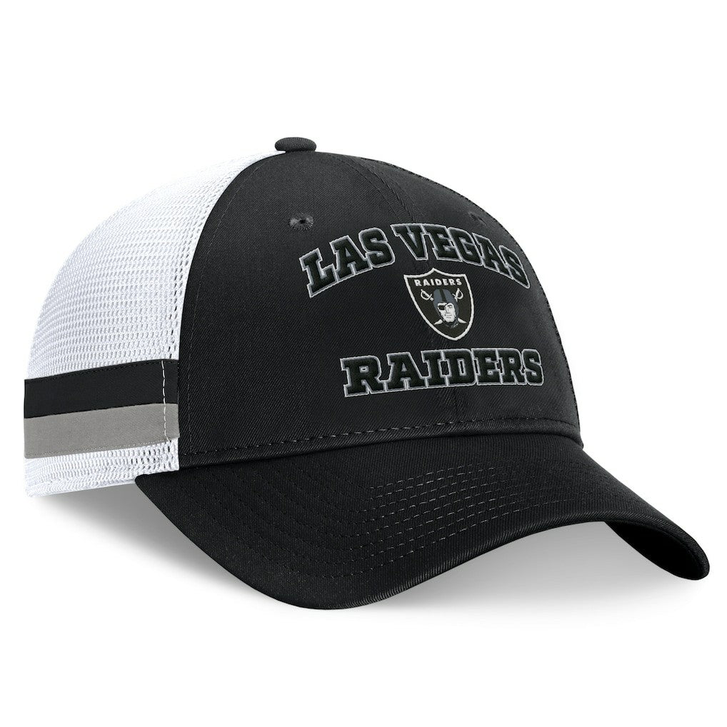 Las Vegas Raiders Fanatics Fundamentals Side Stripe Trucker Adjustable Hat