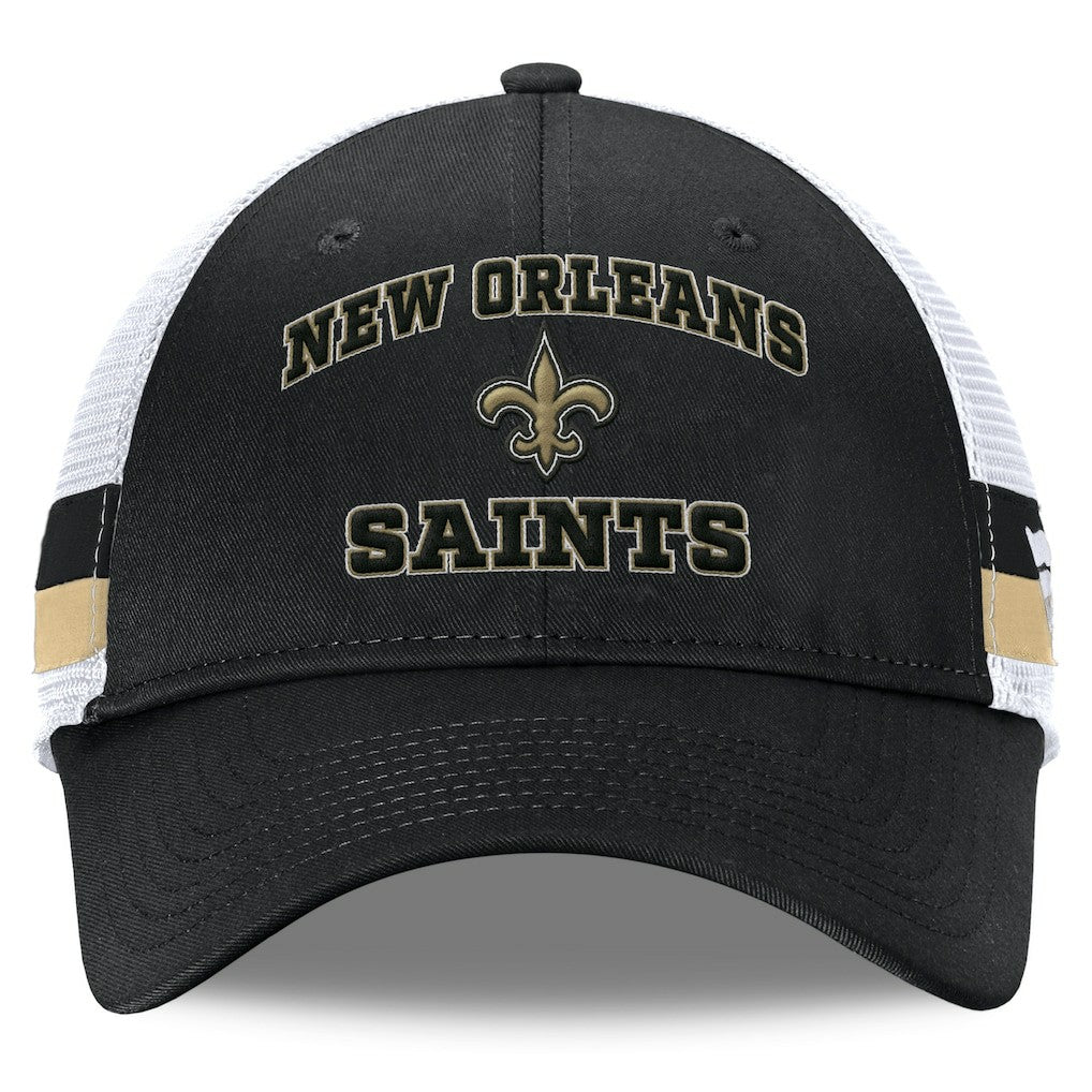 New Orleans Saints Fanatics Fundamentals Side Stripe Trucker Adjustable Hat