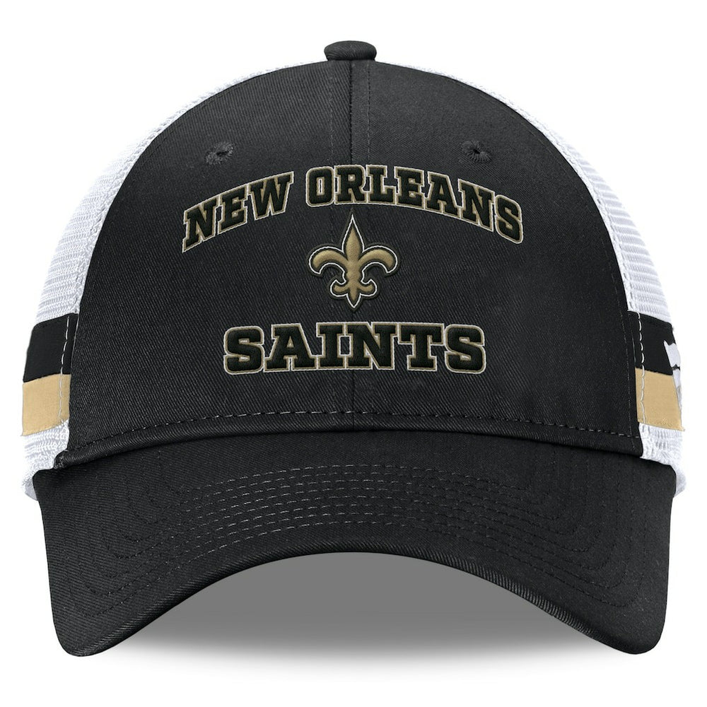 New Orleans Saints Fanatics Fundamentals Side Stripe Trucker Adjustable Hat