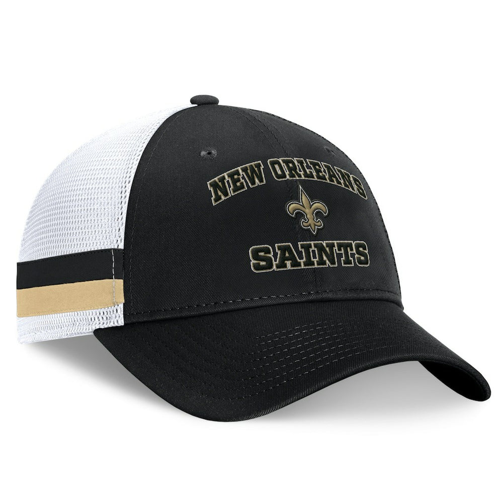 New Orleans Saints Fanatics Fundamentals Side Stripe Trucker Adjustable Hat