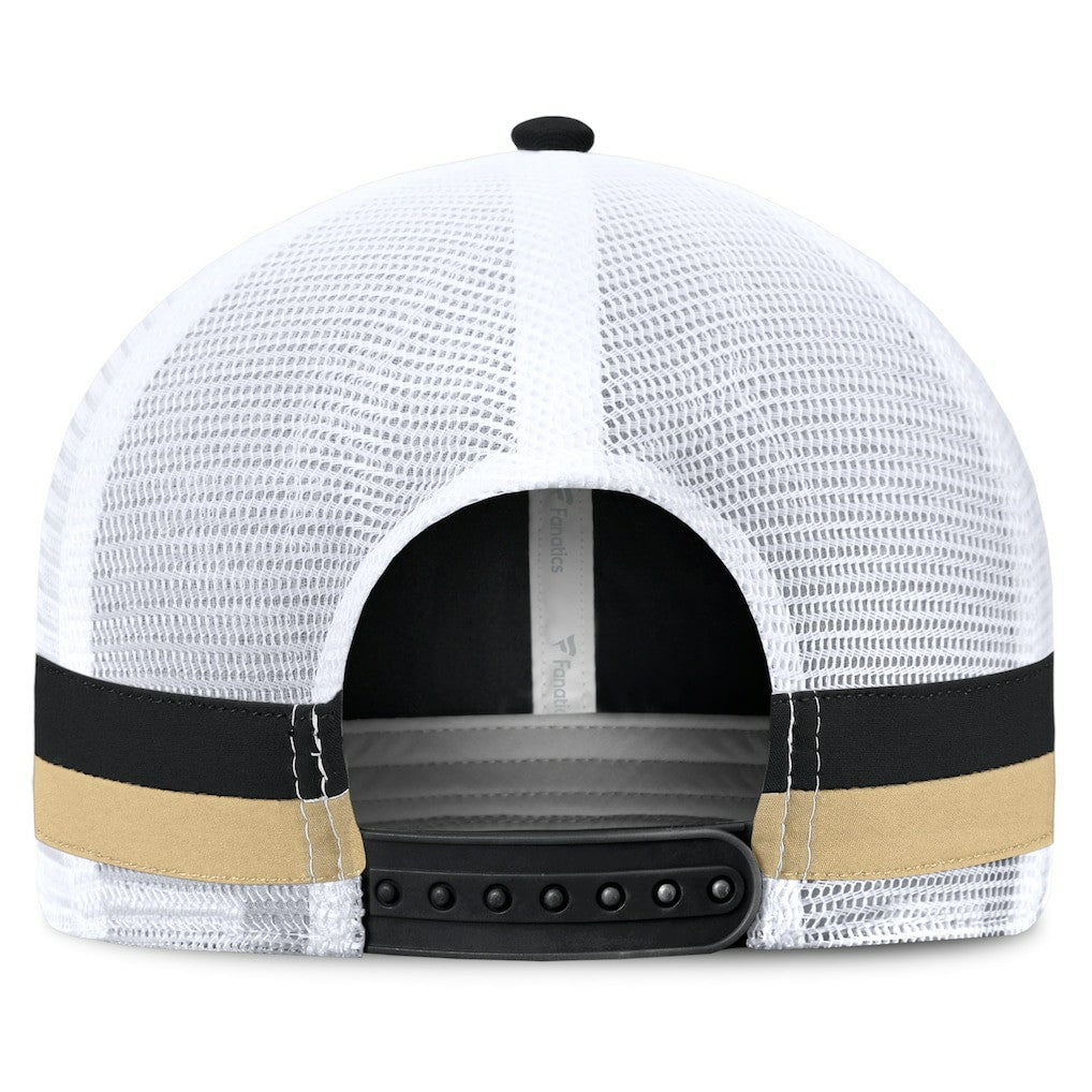 New Orleans Saints Fanatics Fundamentals Side Stripe Trucker Adjustable Hat