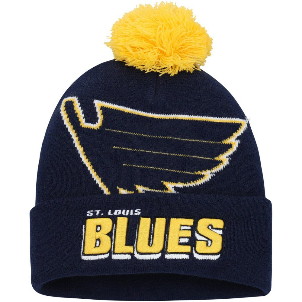 St. Louis Blues Mitchell & Ness Punch Out Cuffed Knit Hat with Pom Online