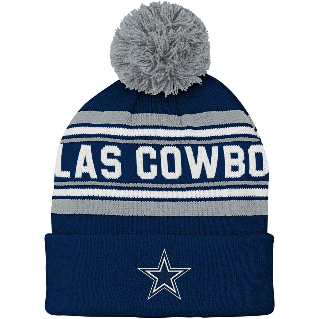 Dallas Cowboys  Youth Jacquard Cuffed Knit Hat with Pom