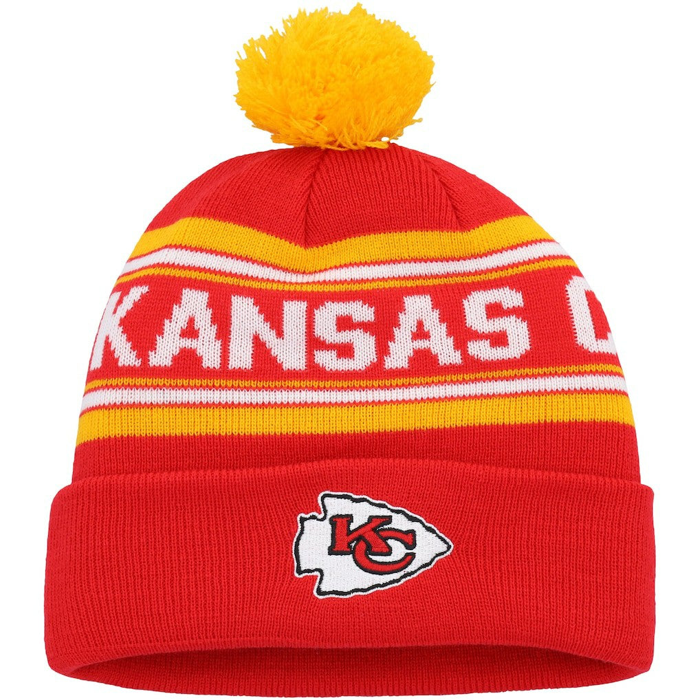 Kansas City Chiefs  Youth Jacquard Cuffed Knit Hat with Pom