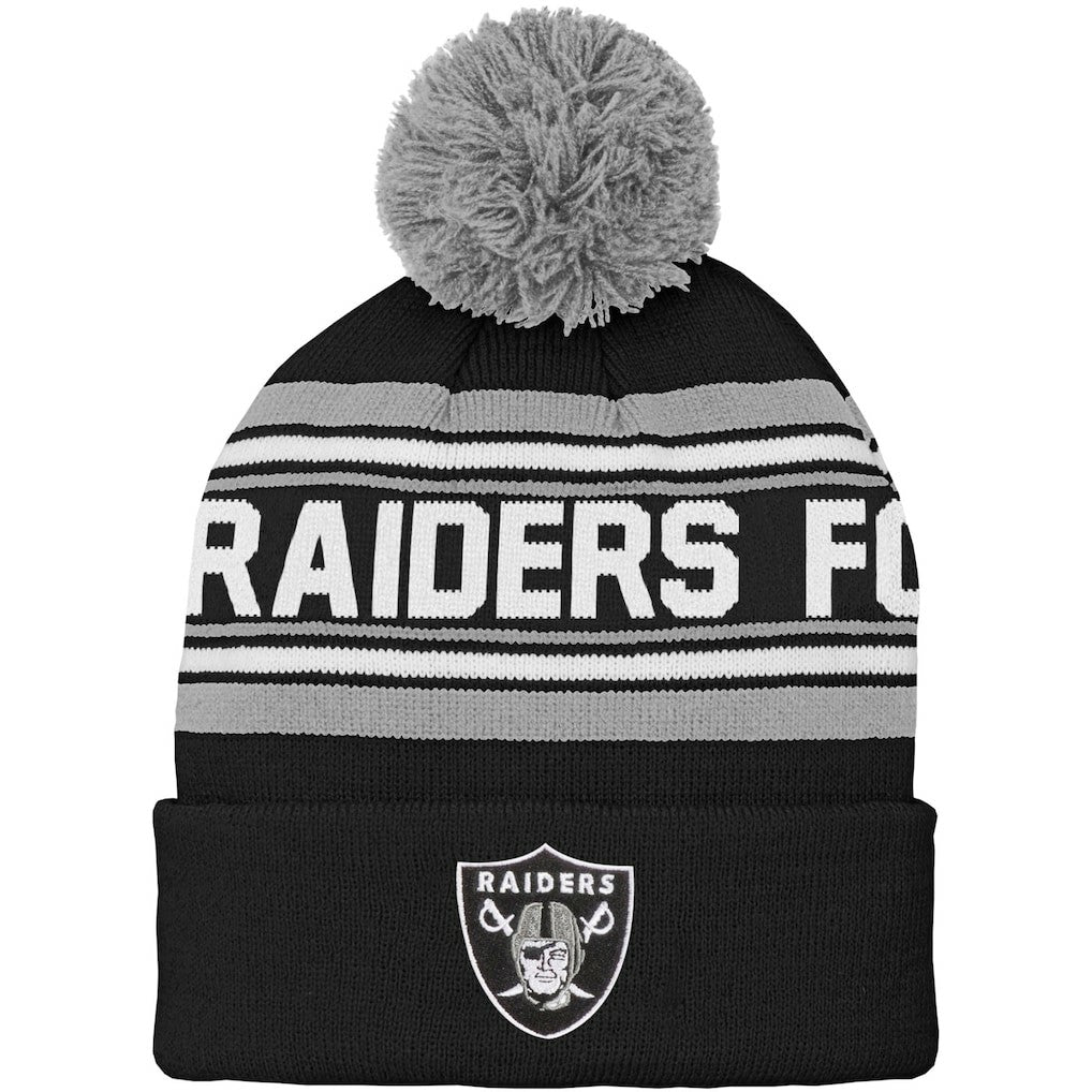 Las Vegas Raiders  Youth Jacquard Cuffed Knit Hat with Pom