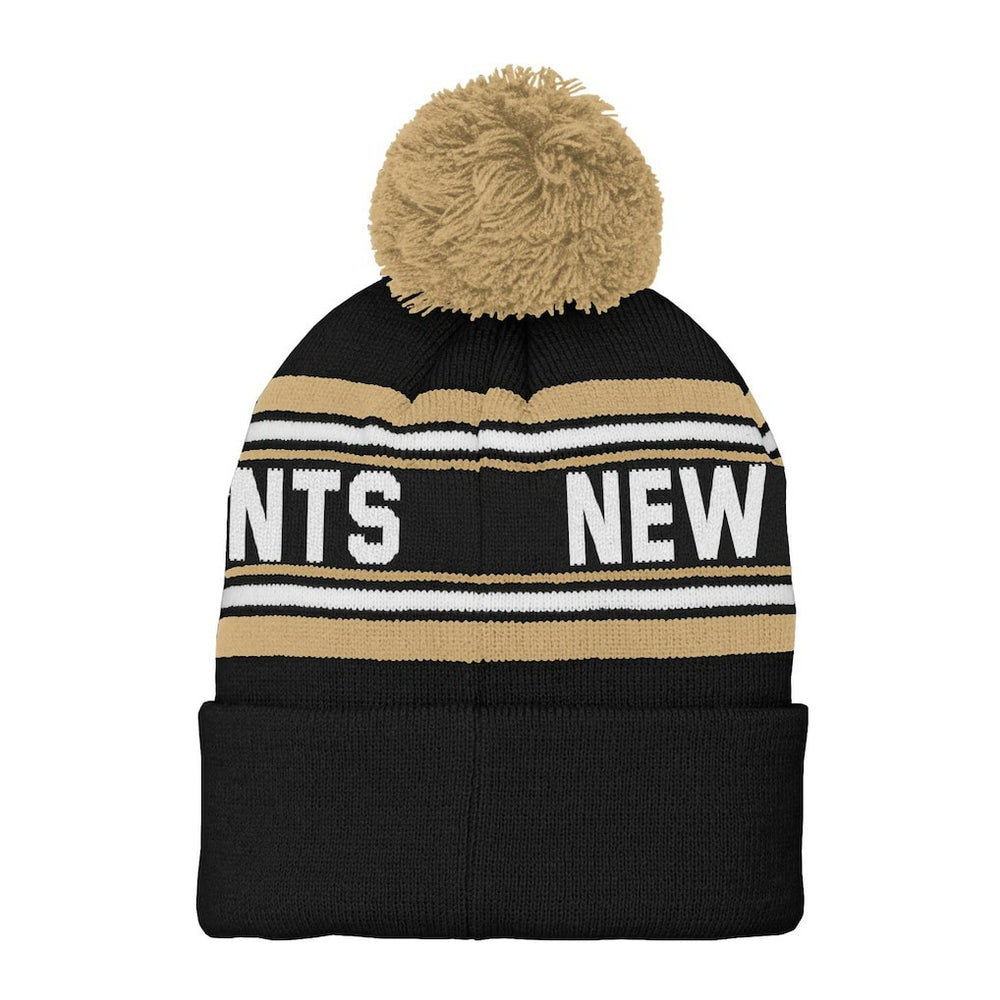 New Orleans Saints  Youth Jacquard Cuffed Knit Hat with Pom