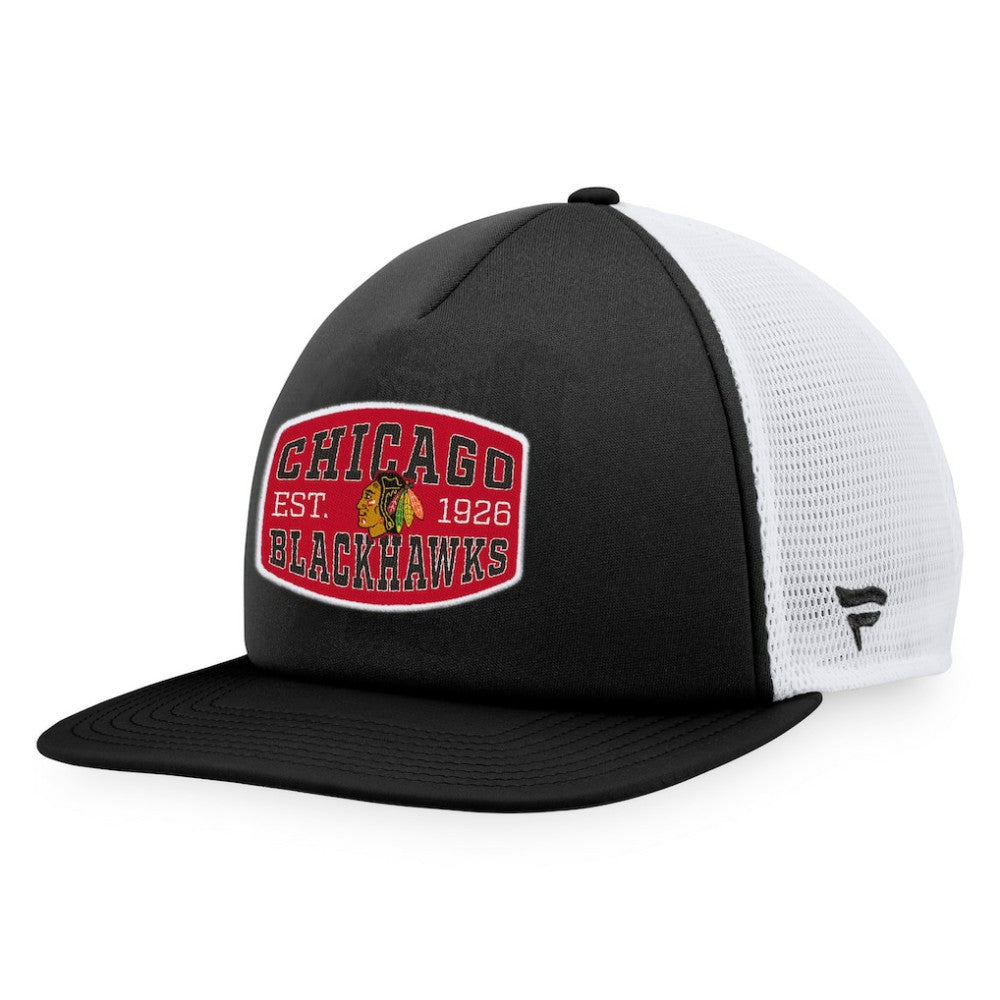 Chicago Blackhawks Fanatics Foam Front Patch Trucker Snapback Hat On Sale