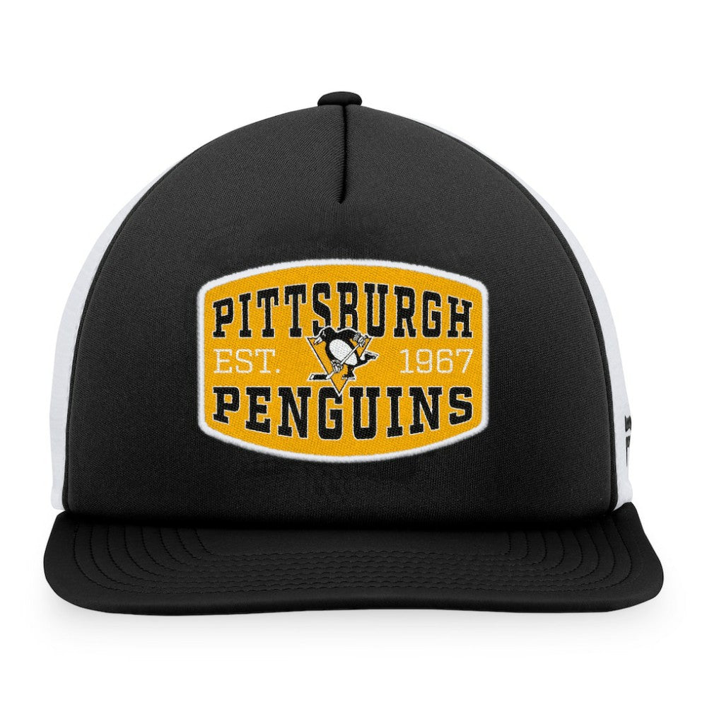 Pittsburgh Penguins Fanatics Foam Front Patch Trucker Snapback Hat Online