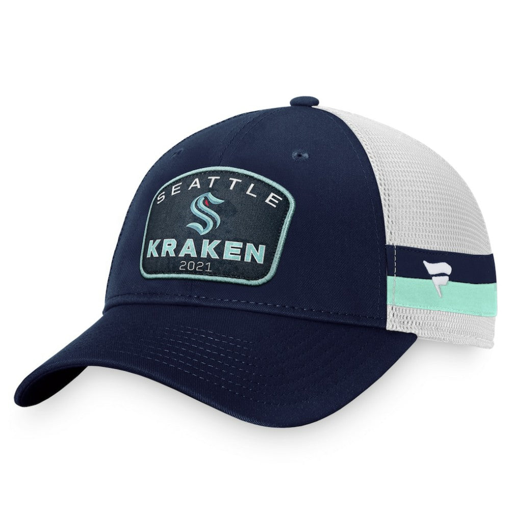 Seattle Kraken Fanatics Fundamental Striped Trucker Adjustable Hat Online