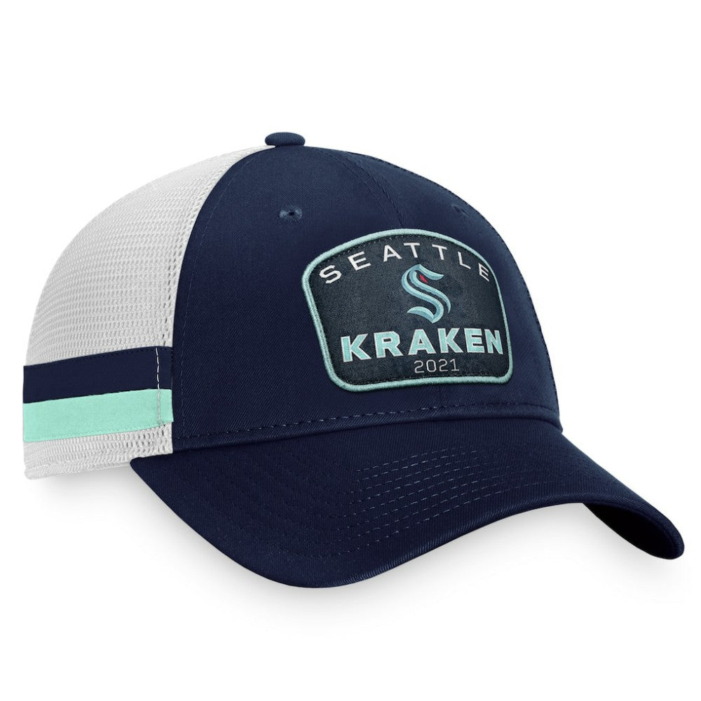 Seattle Kraken Fanatics Fundamental Striped Trucker Adjustable Hat Online