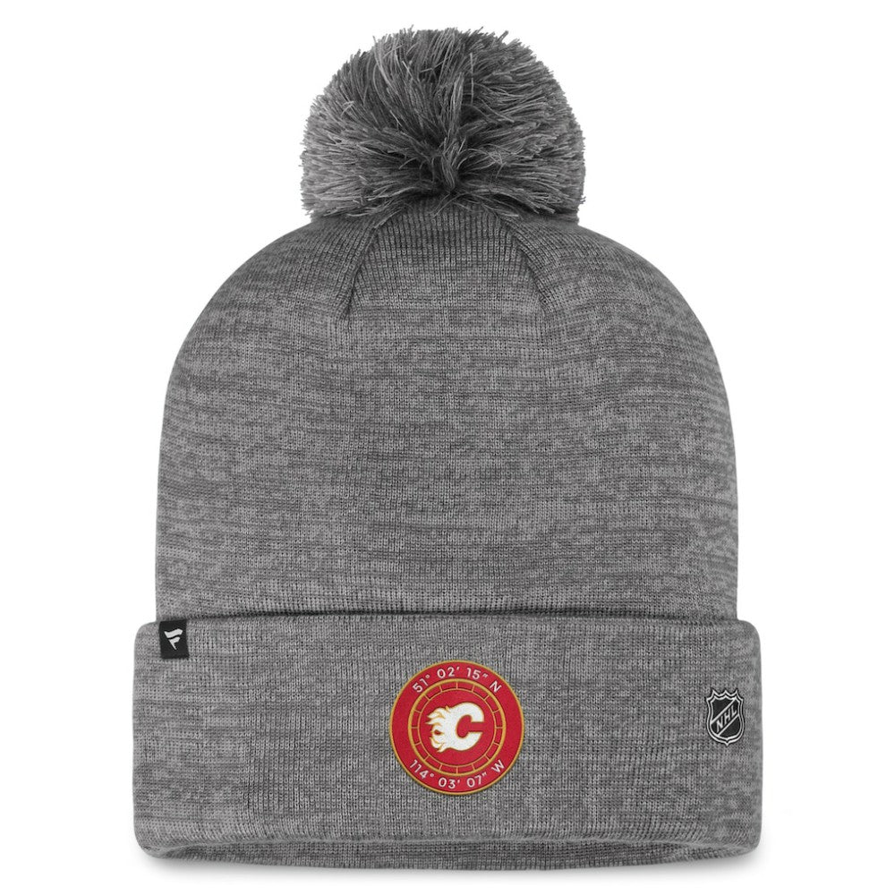 Calgary Flames Fanatics Authentic Pro Home Ice Cuffed Knit Hat with Pom Outlet