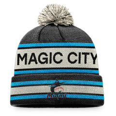 Miami Marlins Fanatics Hometown Slogan Cuffed Knit Hat with Pom | MLB Discount