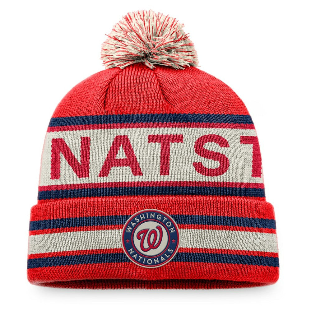 Washington Nationals Fanatics Hometown Slogan Cuffed Knit Hat with Pom | MLB Outlet