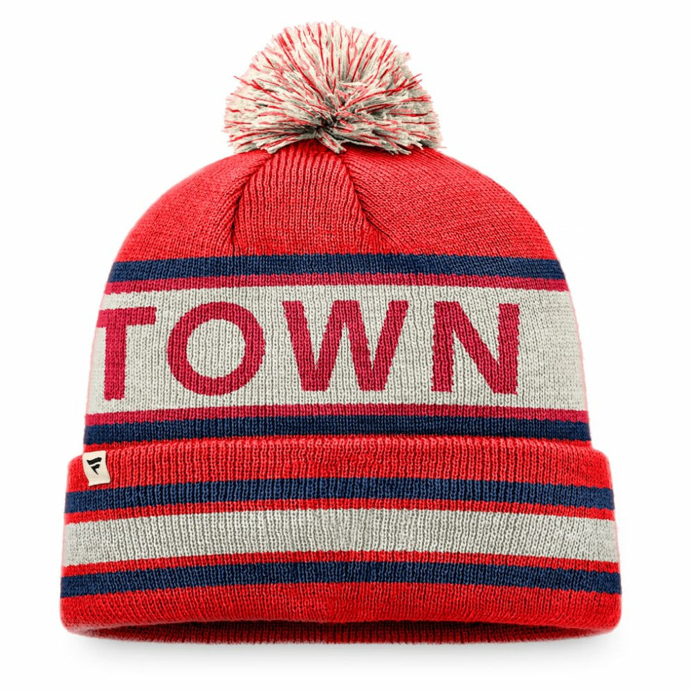 Washington Nationals Fanatics Hometown Slogan Cuffed Knit Hat with Pom | MLB Outlet