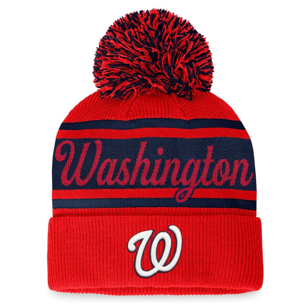 Washington Nationals Fanatics Women's Script Cuffed Knit Hat with Pom | MLB Shop
