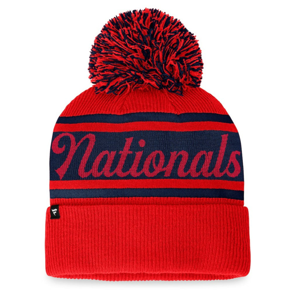 Washington Nationals Fanatics Women's Script Cuffed Knit Hat with Pom | MLB Shop
