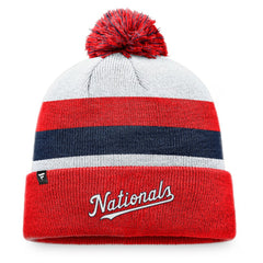 Washington Nationals Fanatics Stripe Cuffed Knit Hat with Pom | MLB Near me