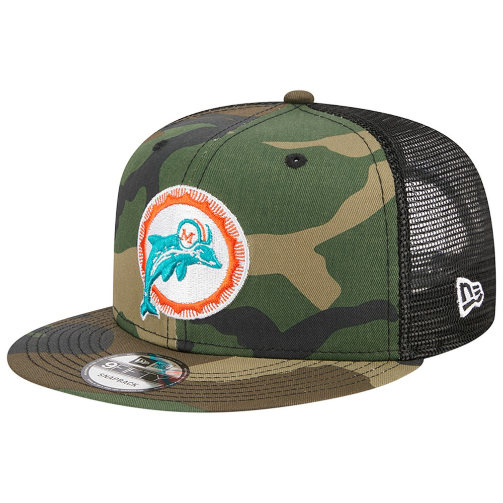 Miami Dolphins New Era Throwback Main Trucker 9FIFTY Snapback Hat