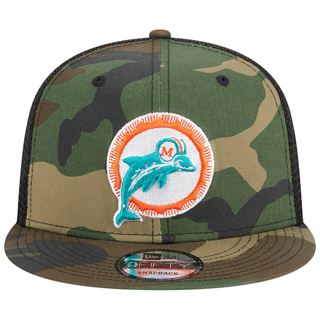 Miami Dolphins New Era Throwback Main Trucker 9FIFTY Snapback Hat
