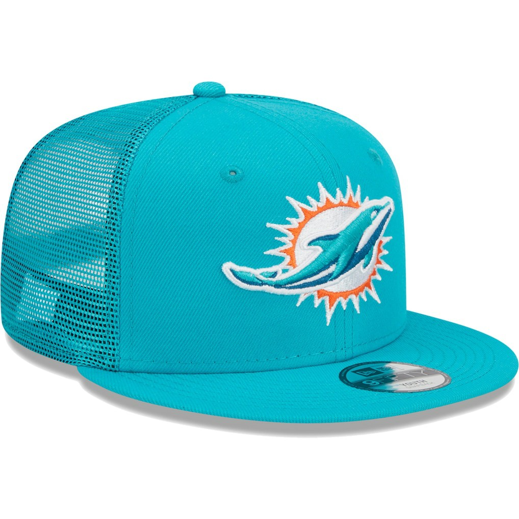 Miami Dolphins New Era Youth Main Trucker 9FIFTY Snapback Hat