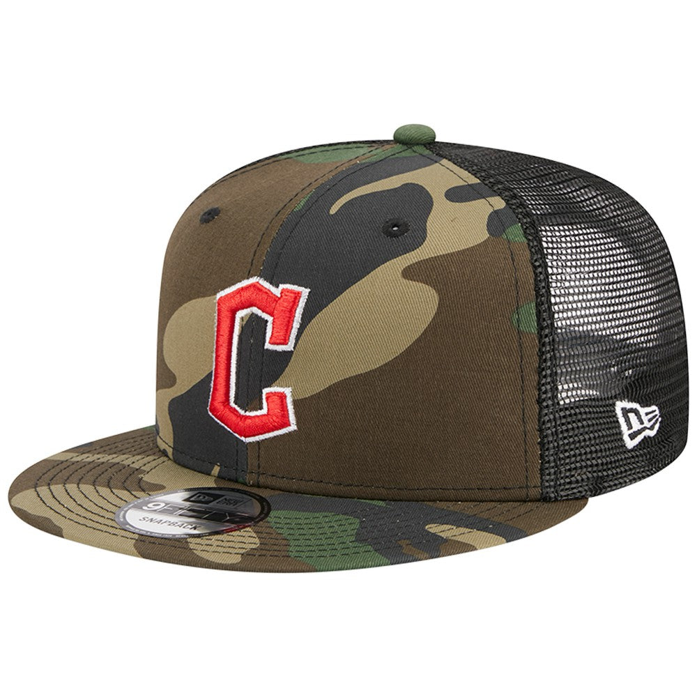 Cleveland Guardians New Era Woodland Camo Trucker 9FIFTY Snapback Hat | MLB Shop