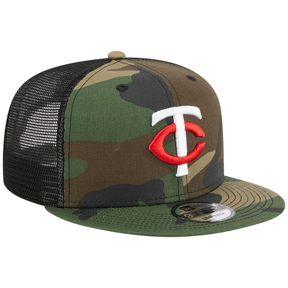 Minnesota Twins New Era Woodland Camo Trucker 9FIFTY Snapback Hat | MLB On Sale