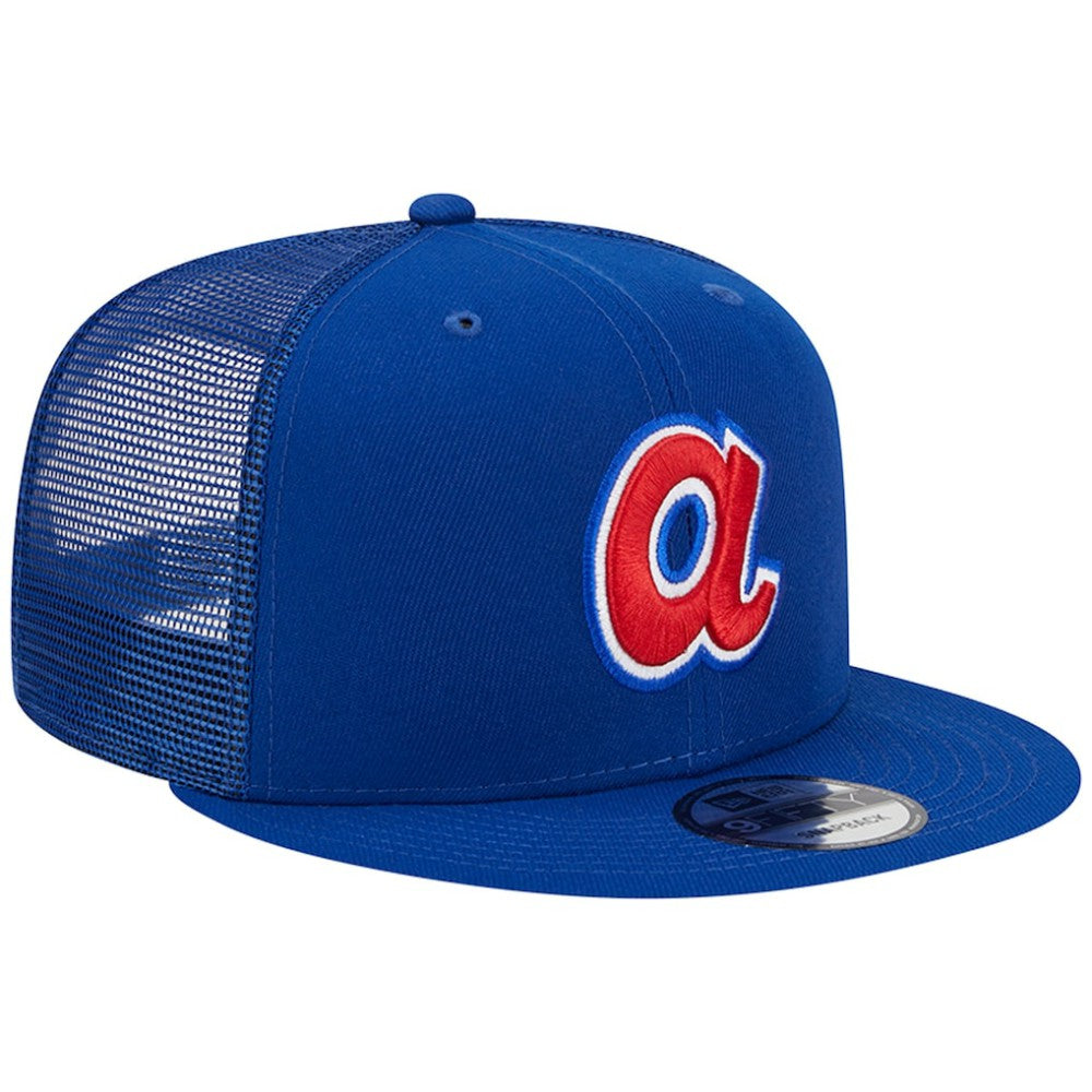 Atlanta Braves New Era Cooperstown Collection Team Color Trucker 9FIFTY Snapback Hat | MLB On Sale