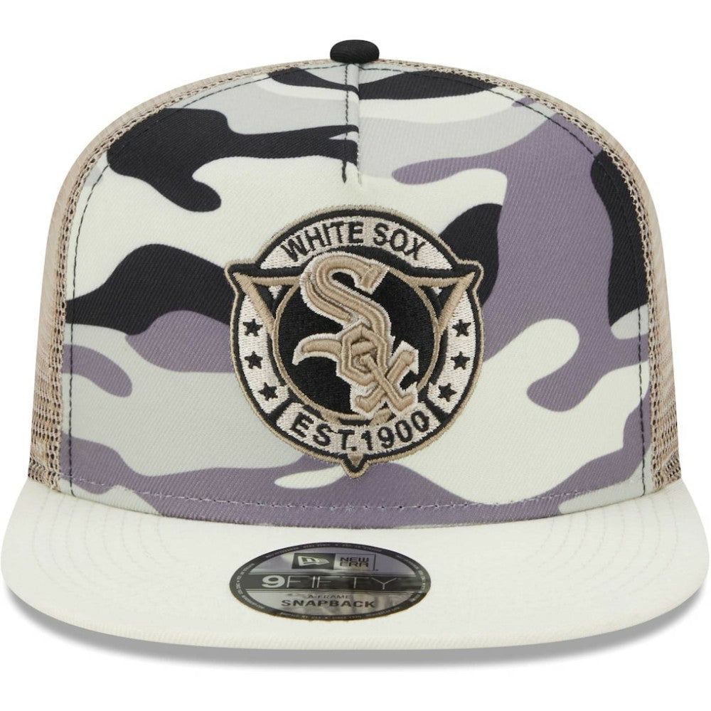 Chicago White Sox New Era Chrome Camo A-Frame 9FIFTY Trucker Snapback Hat | MLB New