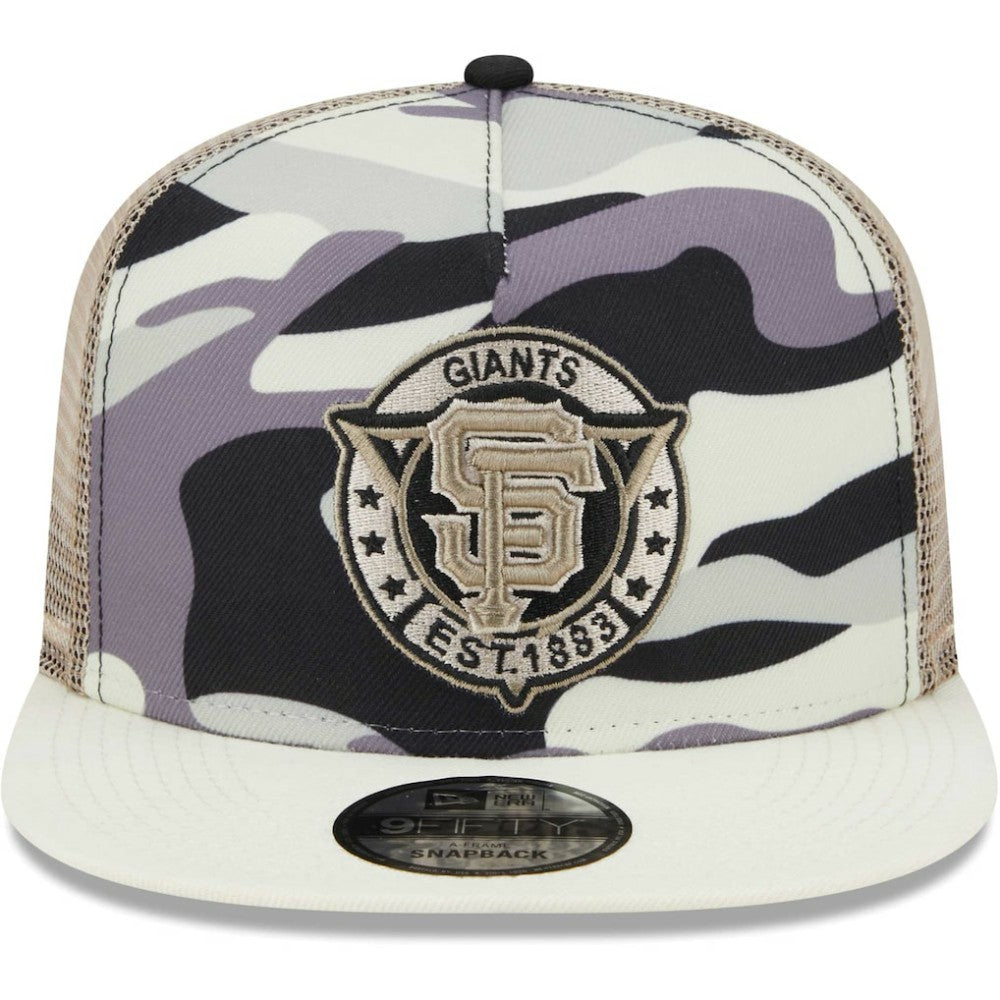 San Francisco Giants New Era Chrome Camo A-Frame 9FIFTY Trucker Snapback Hat | MLB Shop
