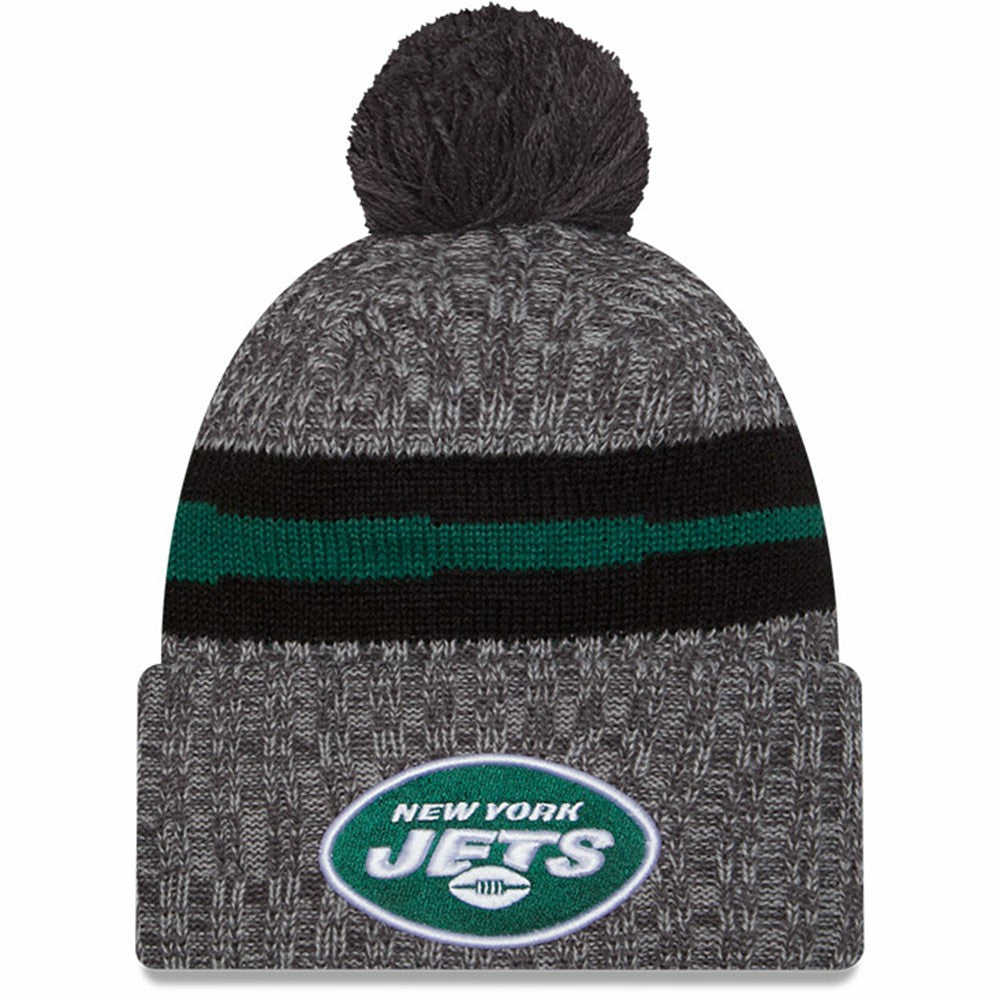 New York Jets New Era 2023 Sideline Sport Cuffed Pom Knit Hat