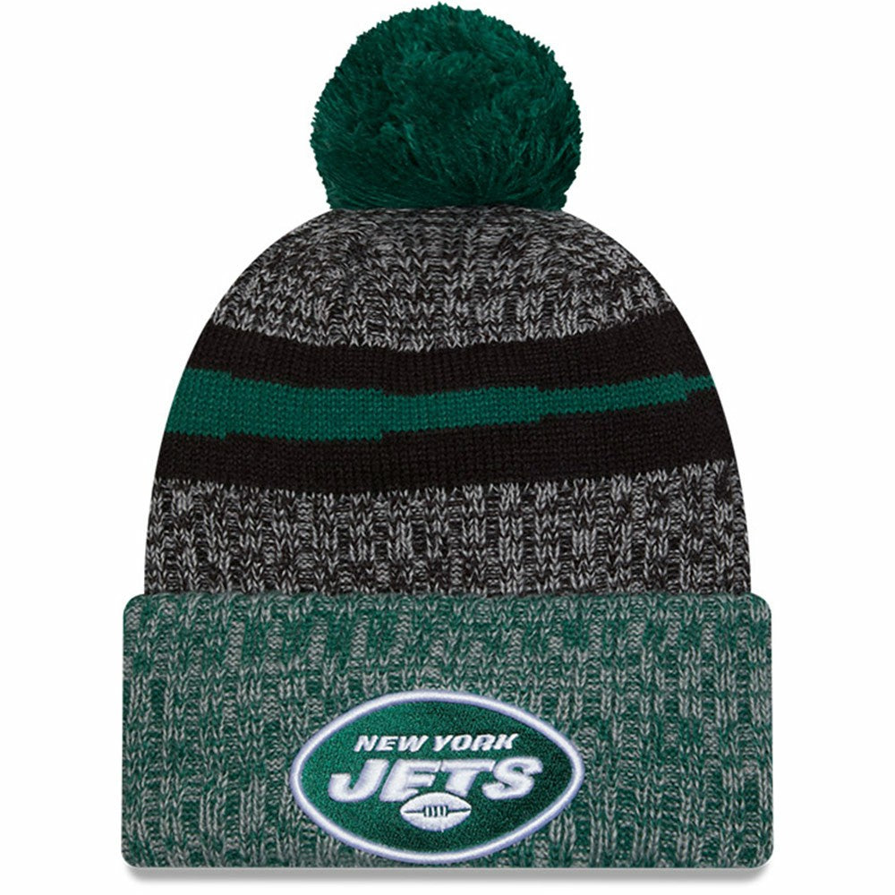 New York Jets New Era 2023 Sideline Sport Cuffed Pom Knit Hat