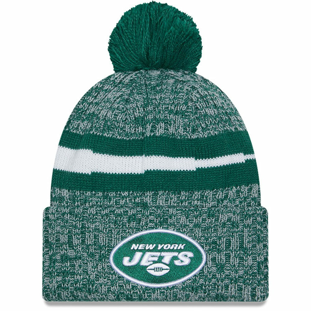 New York Jets New Era 2023 Sideline Cuffed Knit Hat With Pom