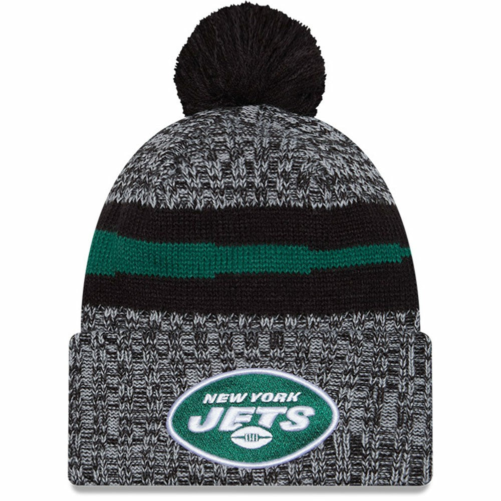 New York Jets New Era 2023 Sideline Cuffed Knit Hat With Pom