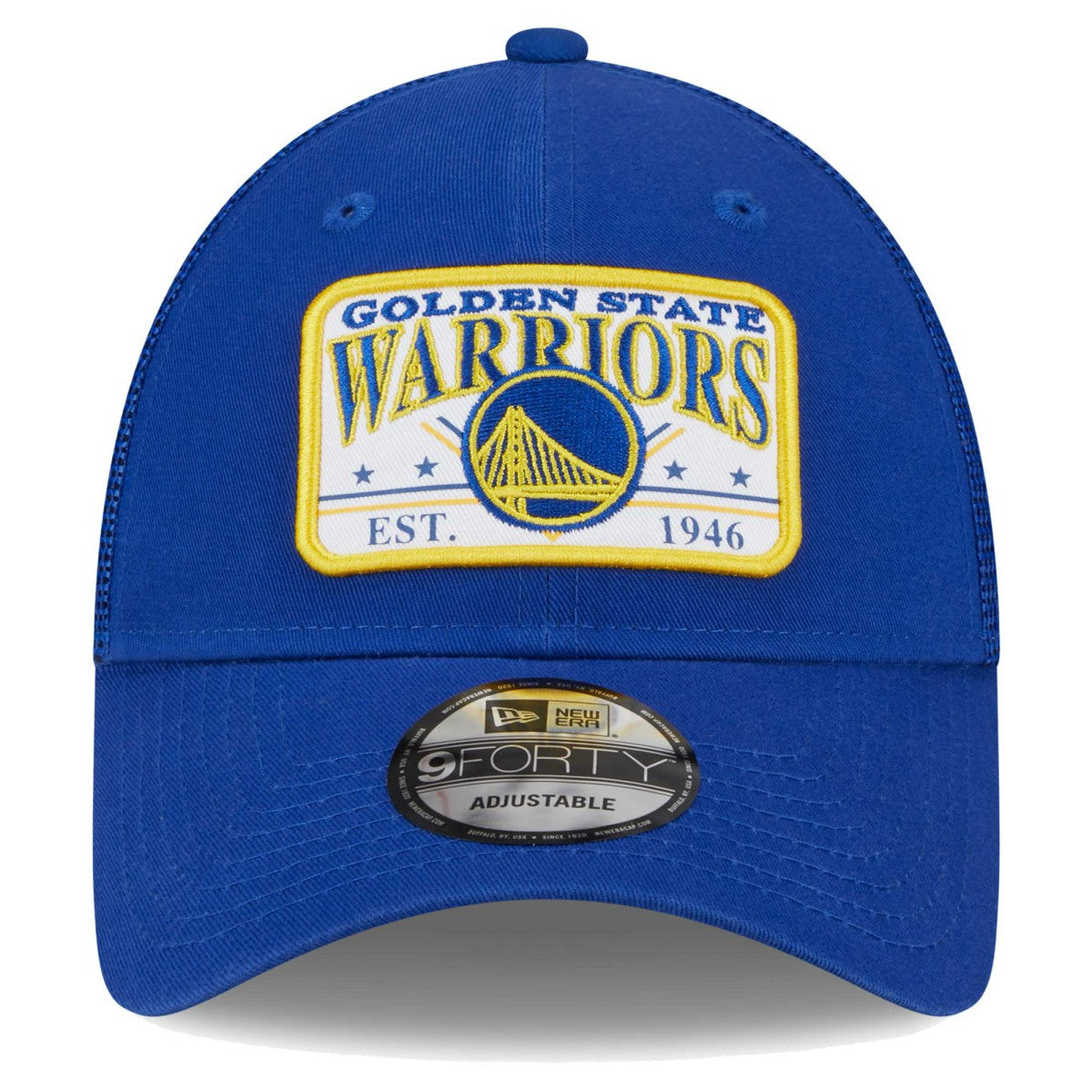 Golden State Warriors Plate Oversized Patch Trucker 9FORTY Adjustable Hat sale New