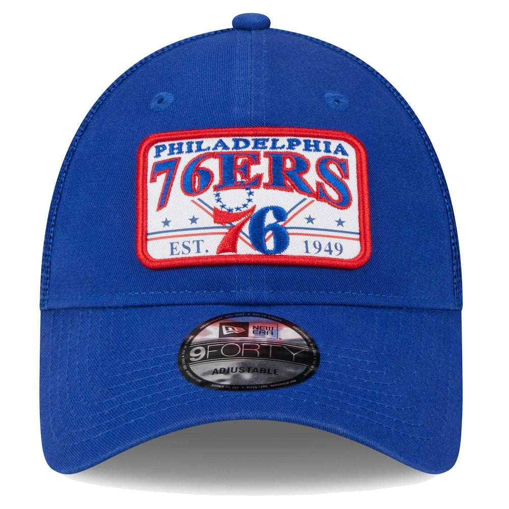 Philadelphia 76ers Plate Oversized Patch Trucker 9FORTY Adjustable Hat Discount