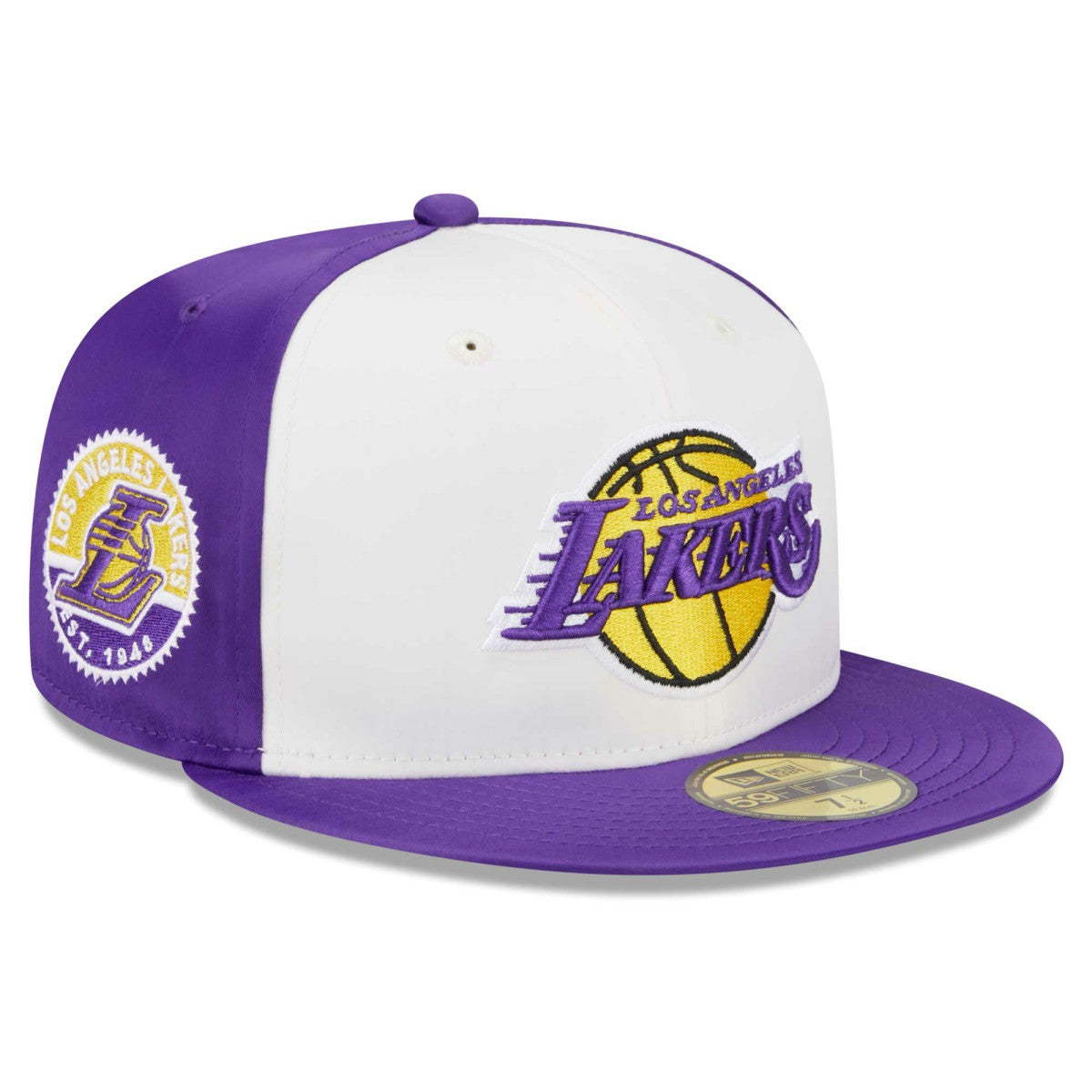 Los Angeles Lakers Throwback Satin 59FIFTY Fitted Hat Outlet