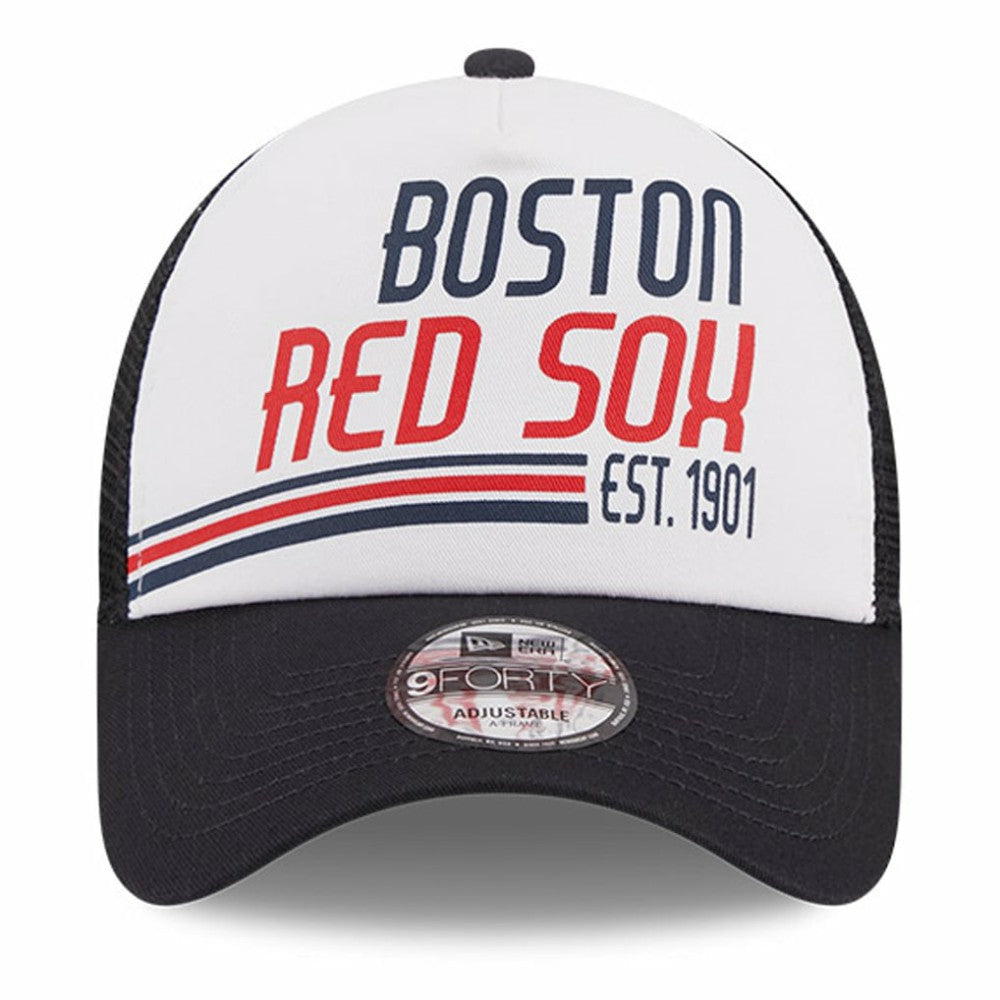 Boston Red Sox New Era Stacked A-Frame Trucker 9FORTY Adjustable Hat | MLB US