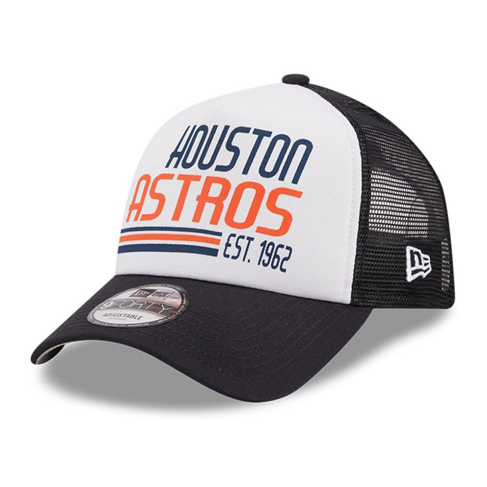Houston Astros New Era Stacked A-Frame Trucker 9FORTY Adjustable Hat | MLB On Sale