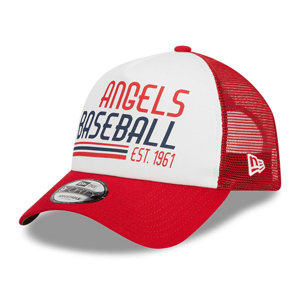 Los Angeles Angels New Era Stacked A-Frame Trucker 9FORTY Adjustable Hat | MLB Sale