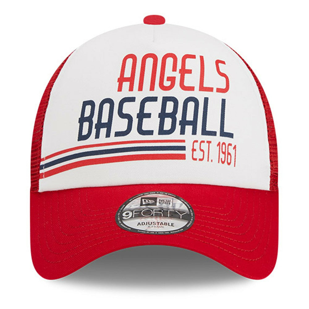 Los Angeles Angels New Era Stacked A-Frame Trucker 9FORTY Adjustable Hat | MLB Sale